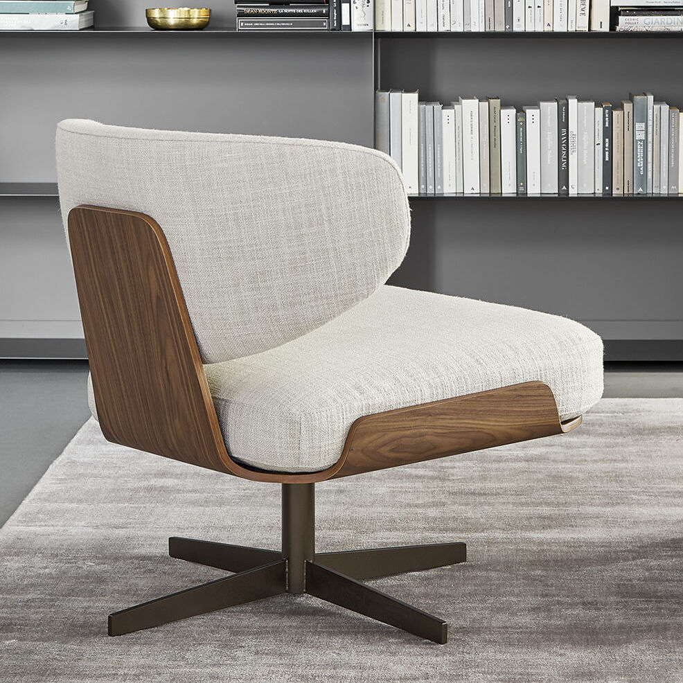 Contemporary armchair Olos BONALDO fabric leather wooden