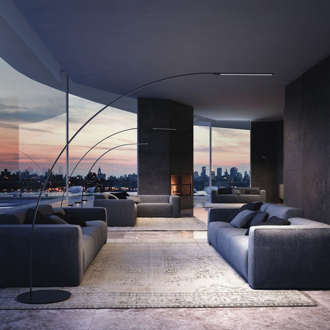 Floorstanding lamp YUMI FontanaArte metal / carbon fiber