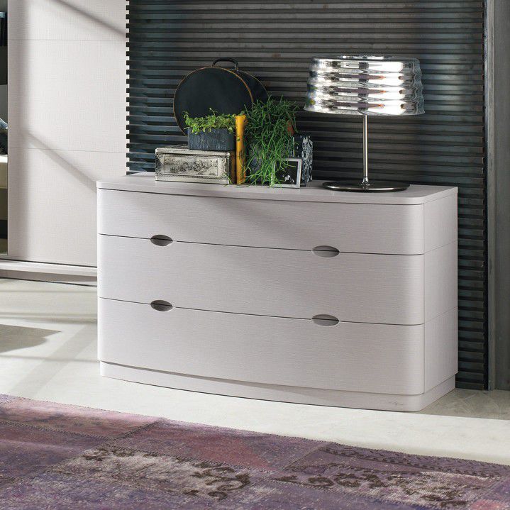 Contemporary Chest Of Drawers Solid Wood White Brown Sc05