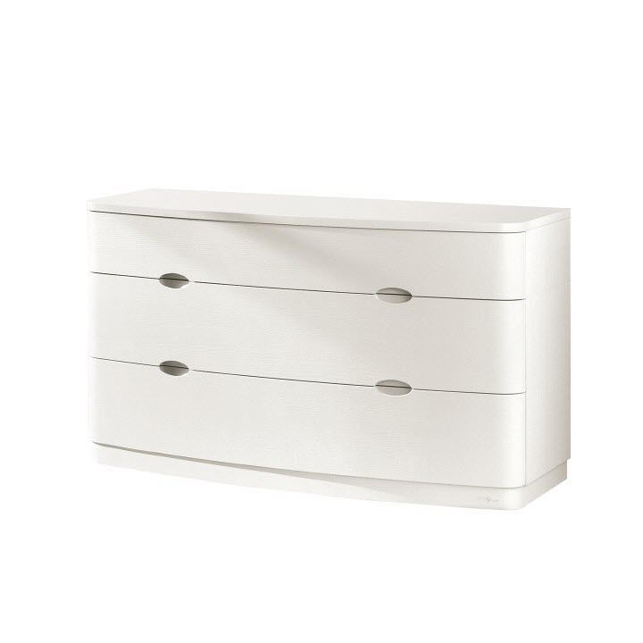 Contemporary Chest Of Drawers Solid Wood White Brown Sc05