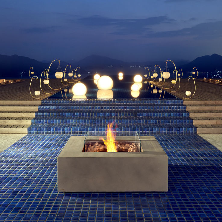 Bioethanol Fire Pit Stainless Steel Concrete