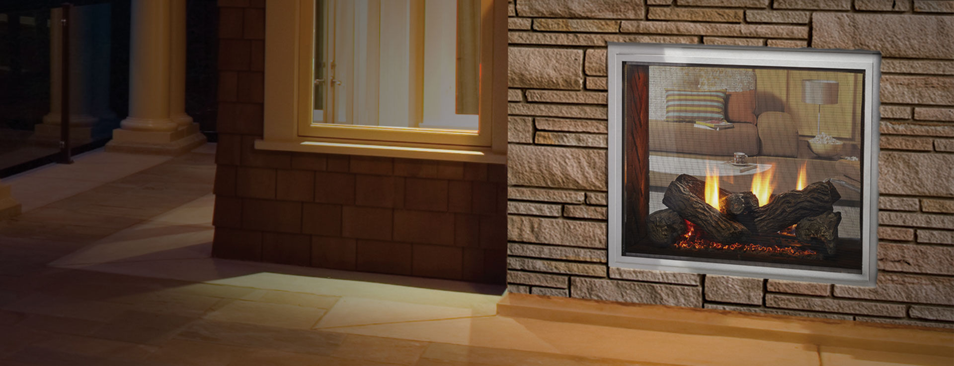 Gas Fireplace Traditional Closed Hearth Double Sided