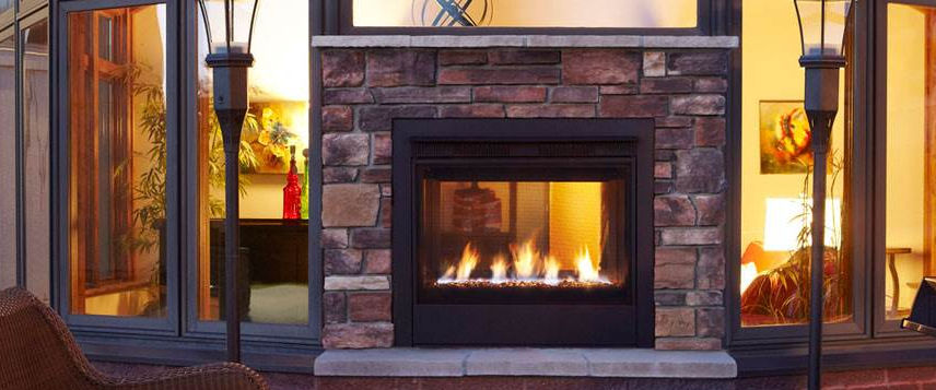 Gas Fireplace Contemporary Closed Hearth Double Sided