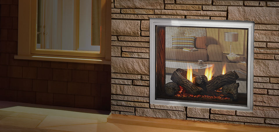 Gas Fireplace Traditional Closed Hearth Double Sided