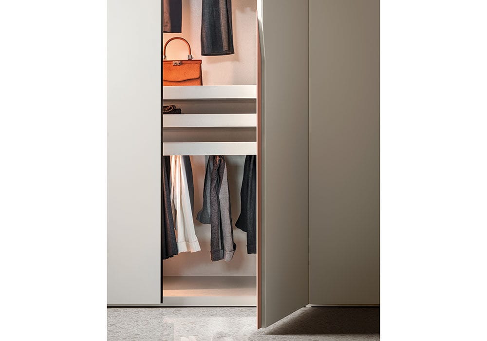 Contemporary Wardrobe Glossy Lacquered Wood Sliding Door With Swing Doors Manhattan Pianca 8080