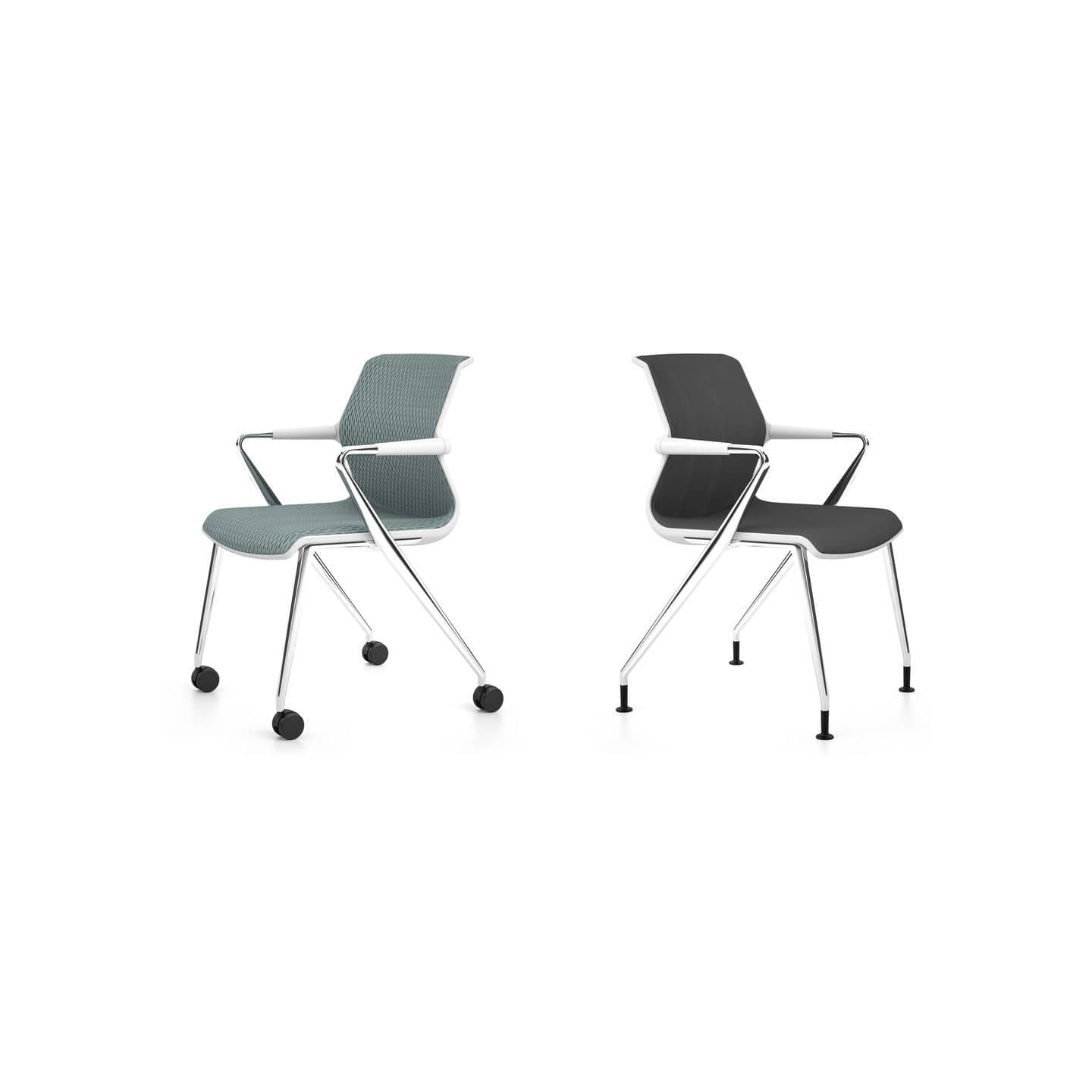 Contemporary visitor chair UNIX vitra USA mesh / polished