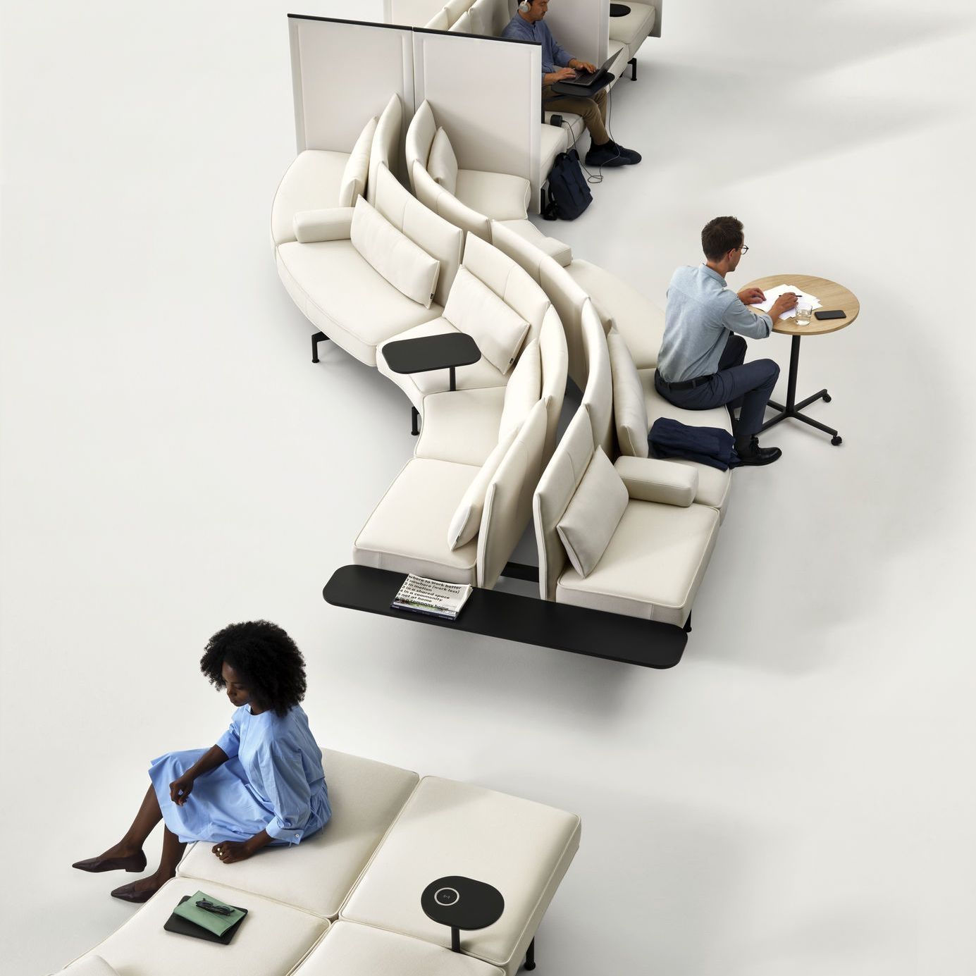 Contemporary work table SOFT vitra USA wooden / epoxy / epoxy base