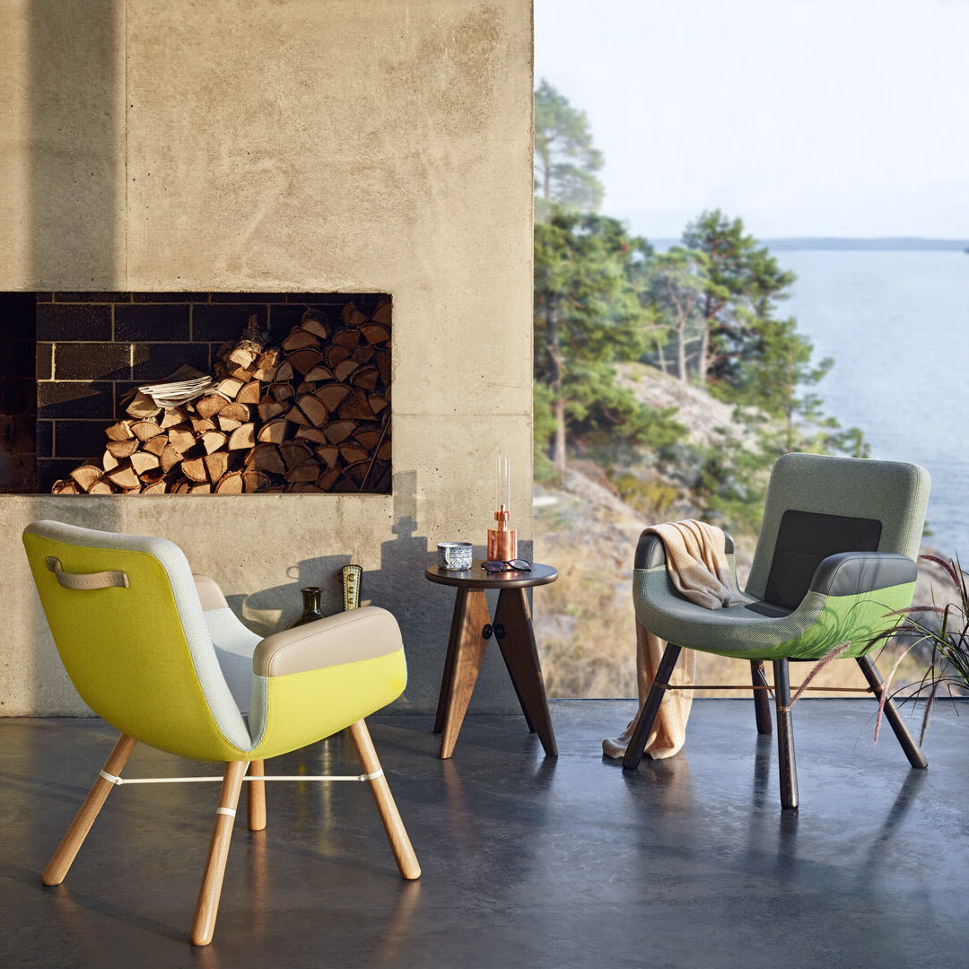 Contemporary chair EAST RIVER vitra USA fabric / leather