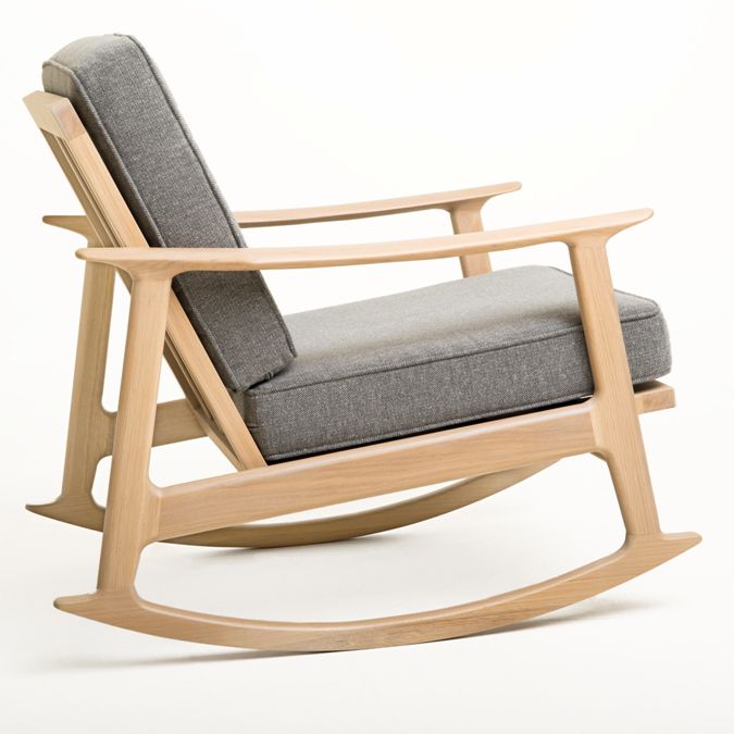 Scandinavian Design Armchair Evelin Rocking Solido Fabric