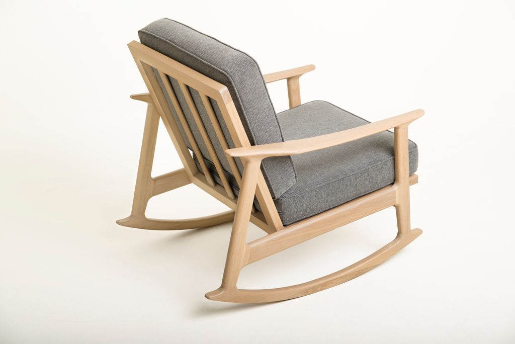 Scandinavian Design Armchair Evelin Rocking Solido Fabric