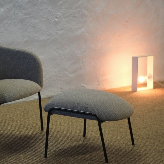 Contemporary pouf PORTIA David design fabric / leather / metal