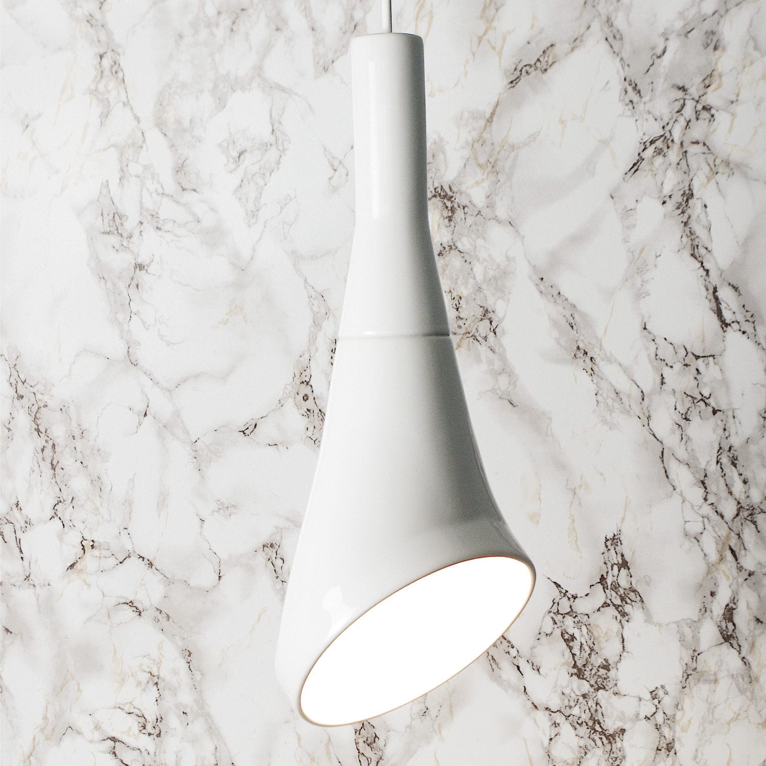Pendant lamp - WHITE NOISE - neo - ceramic / minimalist design / corded