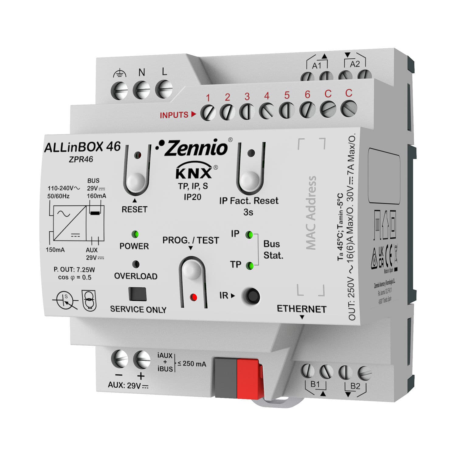 DIN rail actuator ALLINBOX 46 ZENNIO AVANCE Y TECNOLOGIA