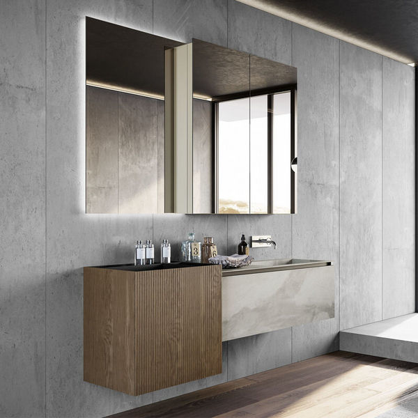 Wall-hung Washbasin Cabinet - Facto - Birex - Oak   In Wood Fiber 