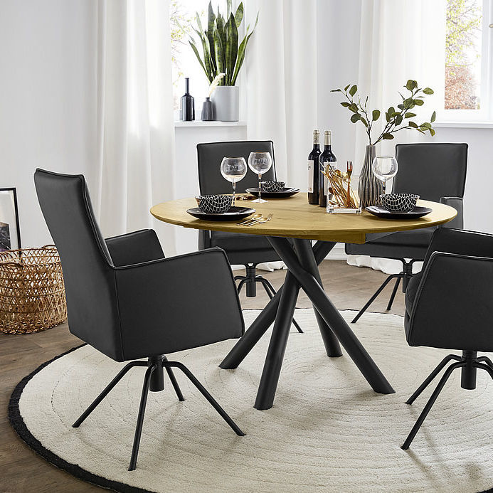 Contemporary dining chair - HELIOS - Musterring - leather / stainless ...