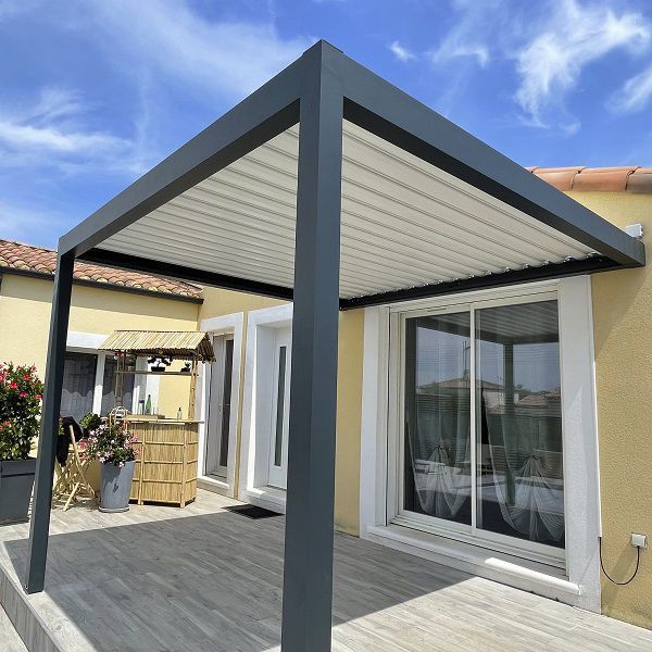 Wall-mounted pergola - SPR03 3x3m - AXIUM solutions aluminium ...