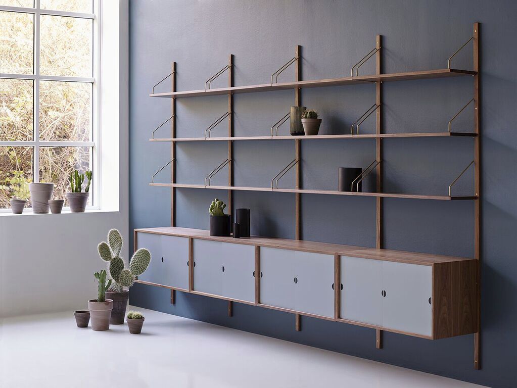 Wall Mounted Shelf Contemporary Oak Walnut Royal
