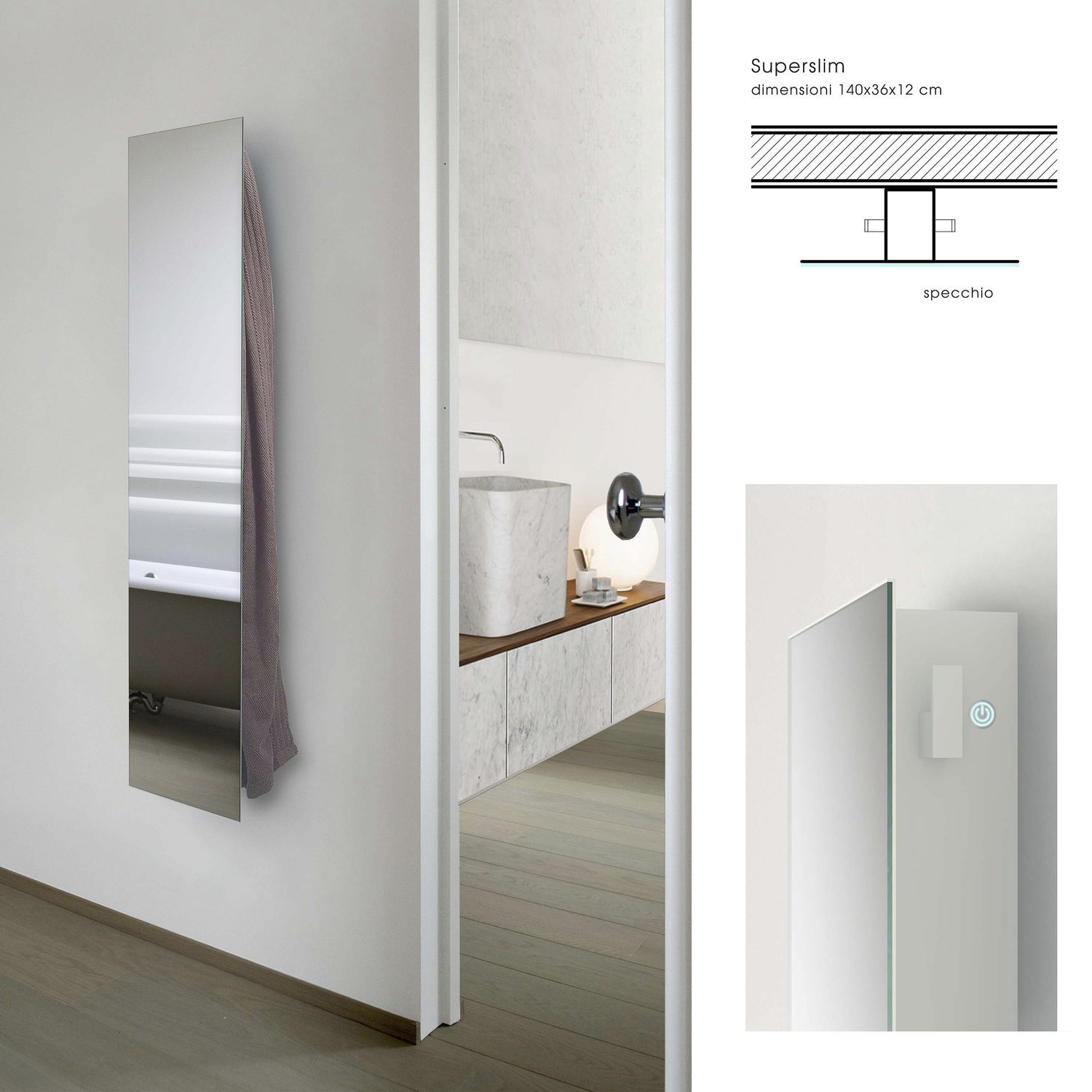 Electric towel radiator - SUPERSLIM - mg12 - 0...500 w / contemporary /  aluminum