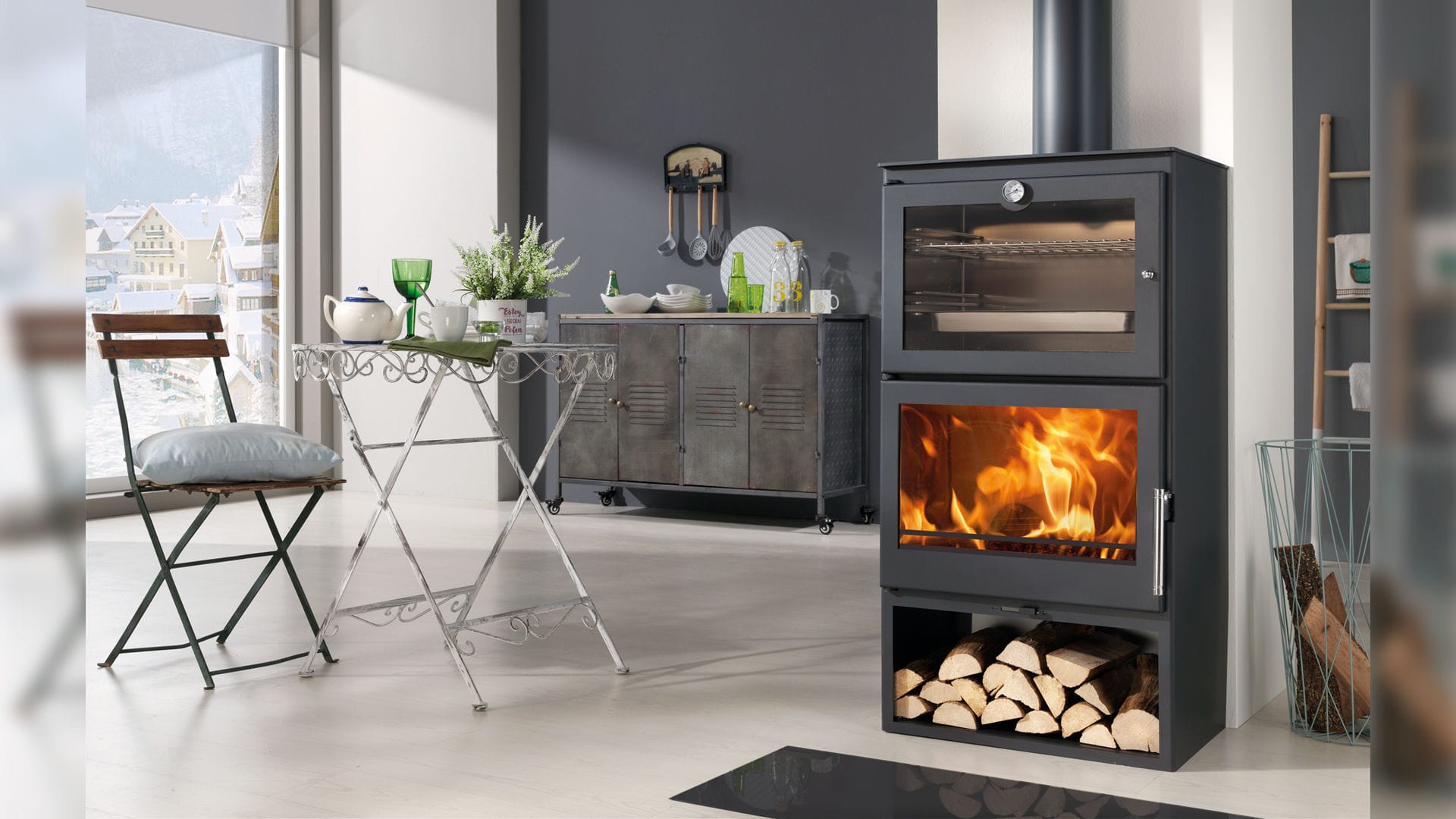 Wood heating stove - GOURMET - Panadero - 5 kW...10 kW / free-standing /  contemporary