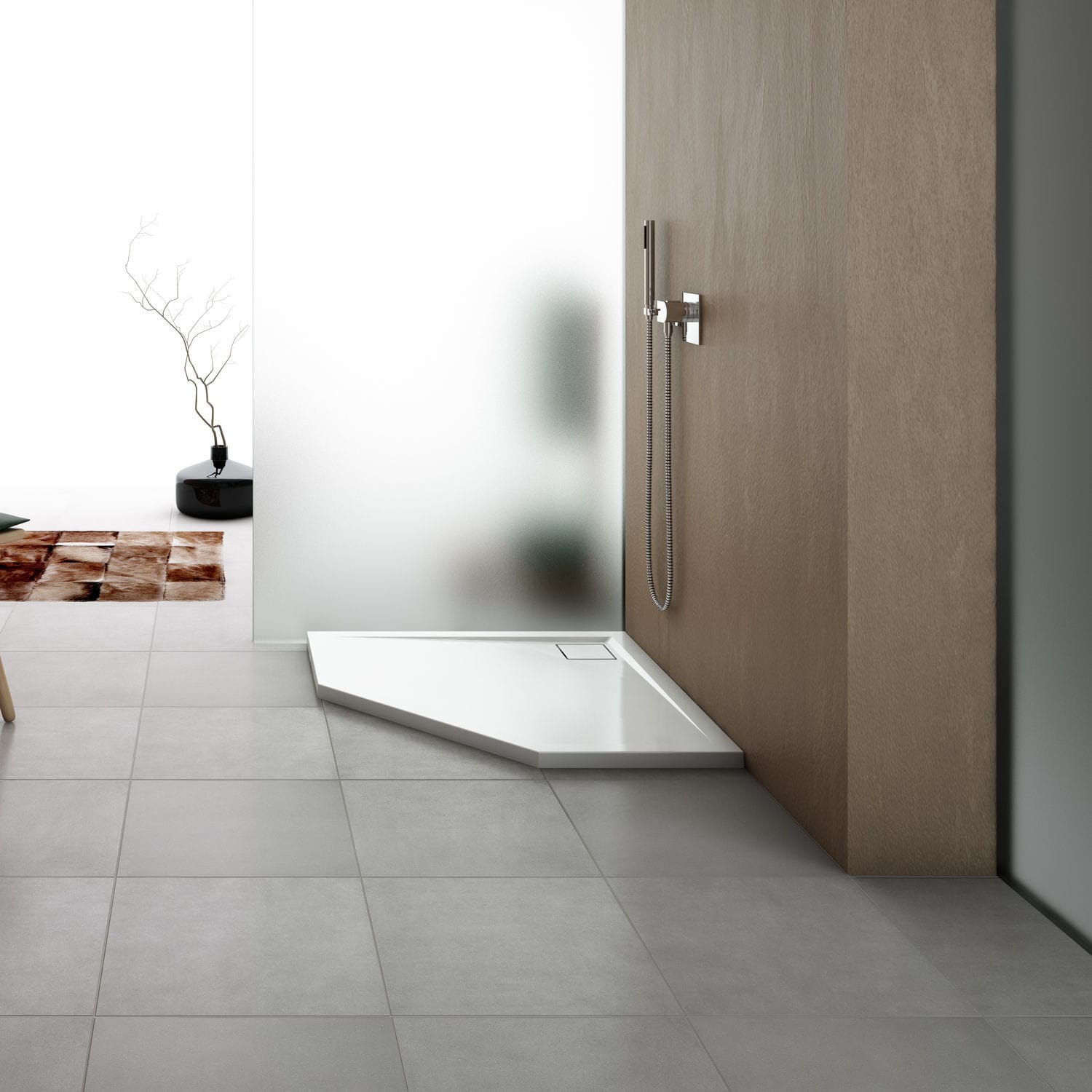 Floor level shower base LIVADA W205 SanSwiss resin / with