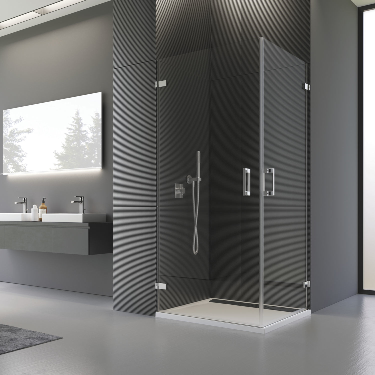 Swing shower screen - PUR : PUE1 G+D - SanSwiss - …