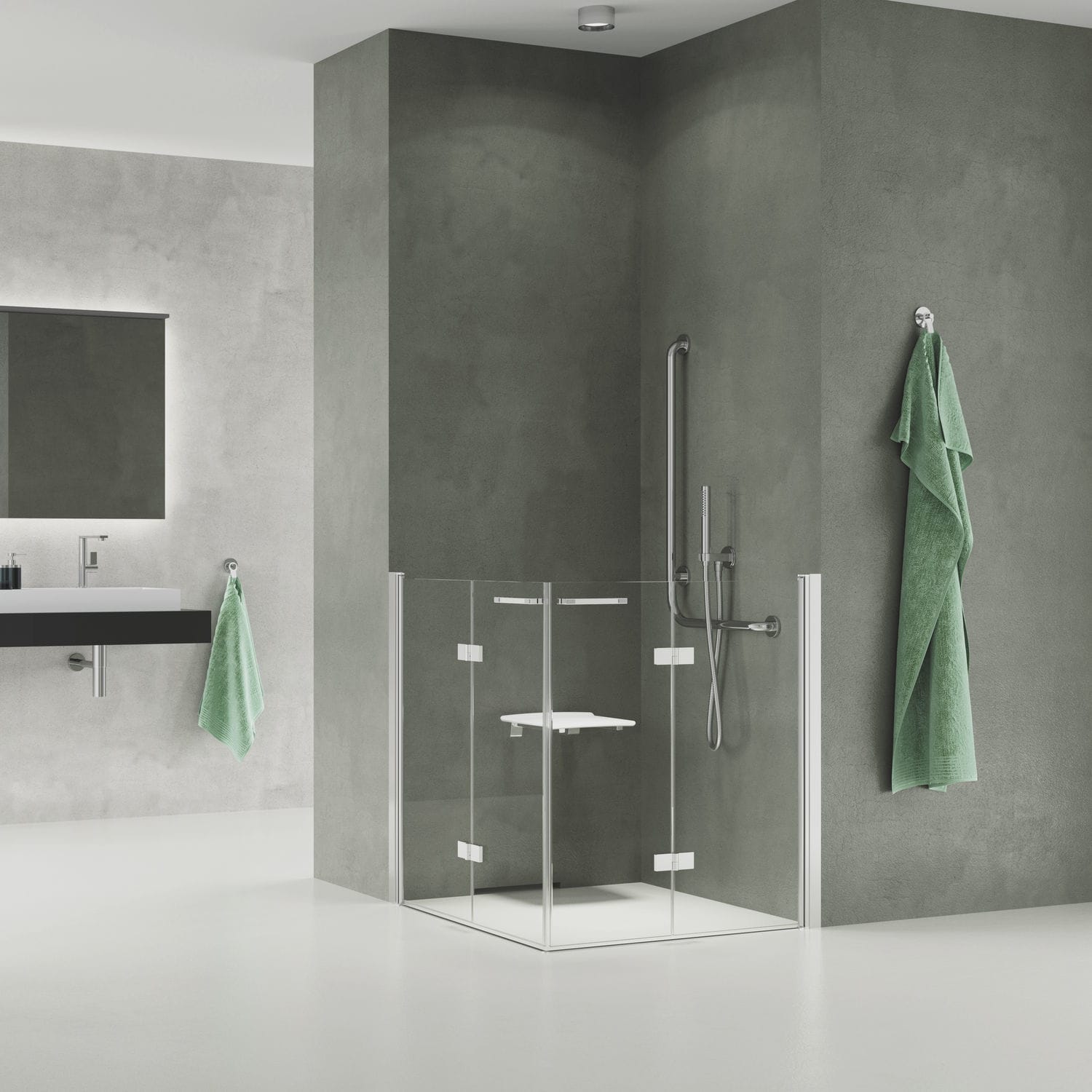 Pivoting shower screen SOLINO M SMEF1 G+D SanSwiss corner