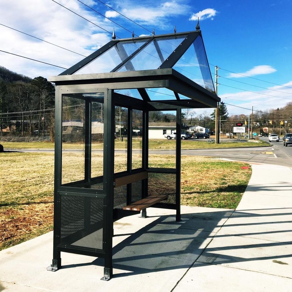 Glass Bus Shelter - Slimline Reverse Gable - Brasco International Inc 