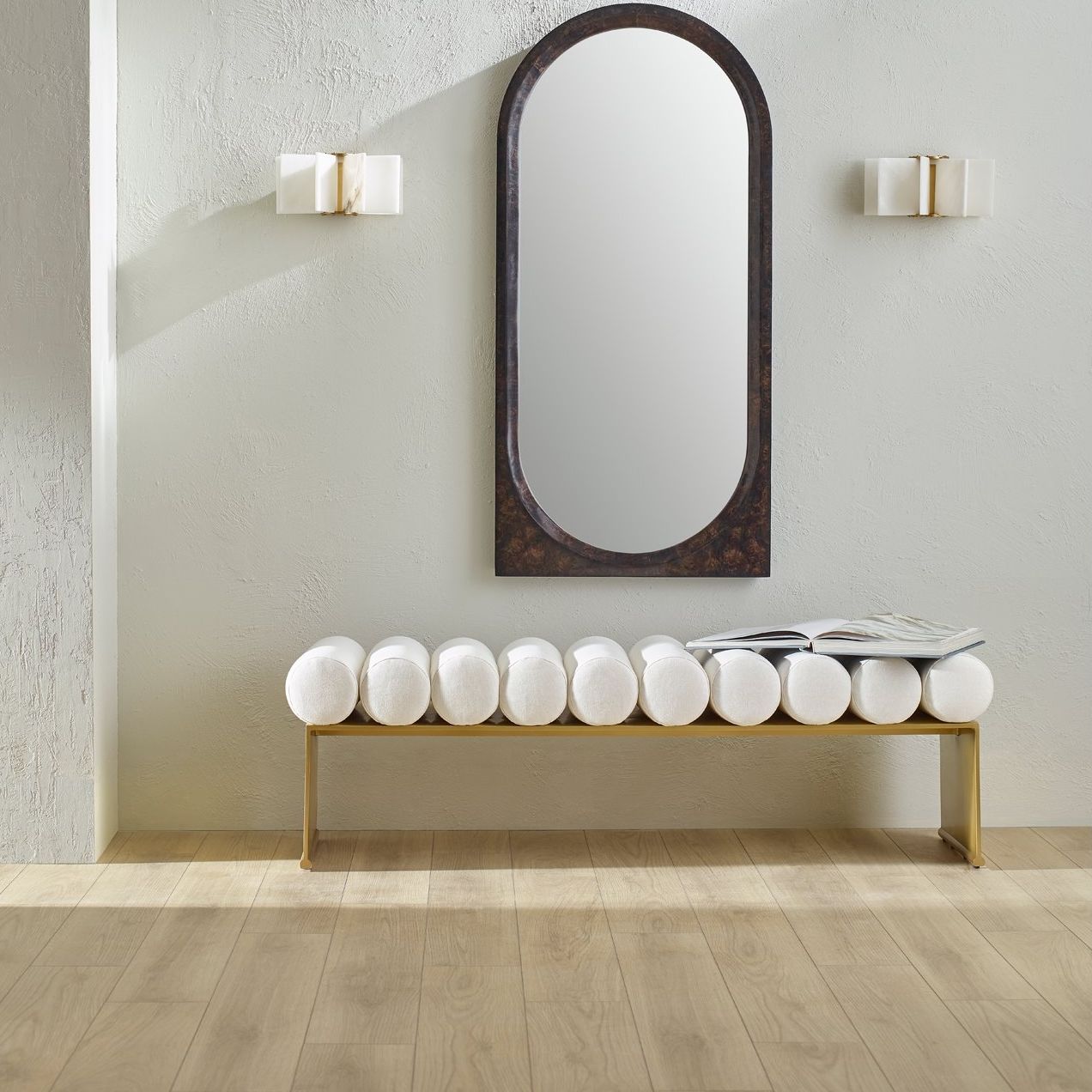 Contemporary upholstered bench RUNWAY Baker Furniture Co. fabric