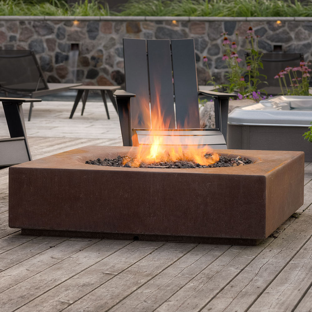 Wood Burning Fire Pit Caldera Paloform Gas Cor Ten® Steel Square 7842