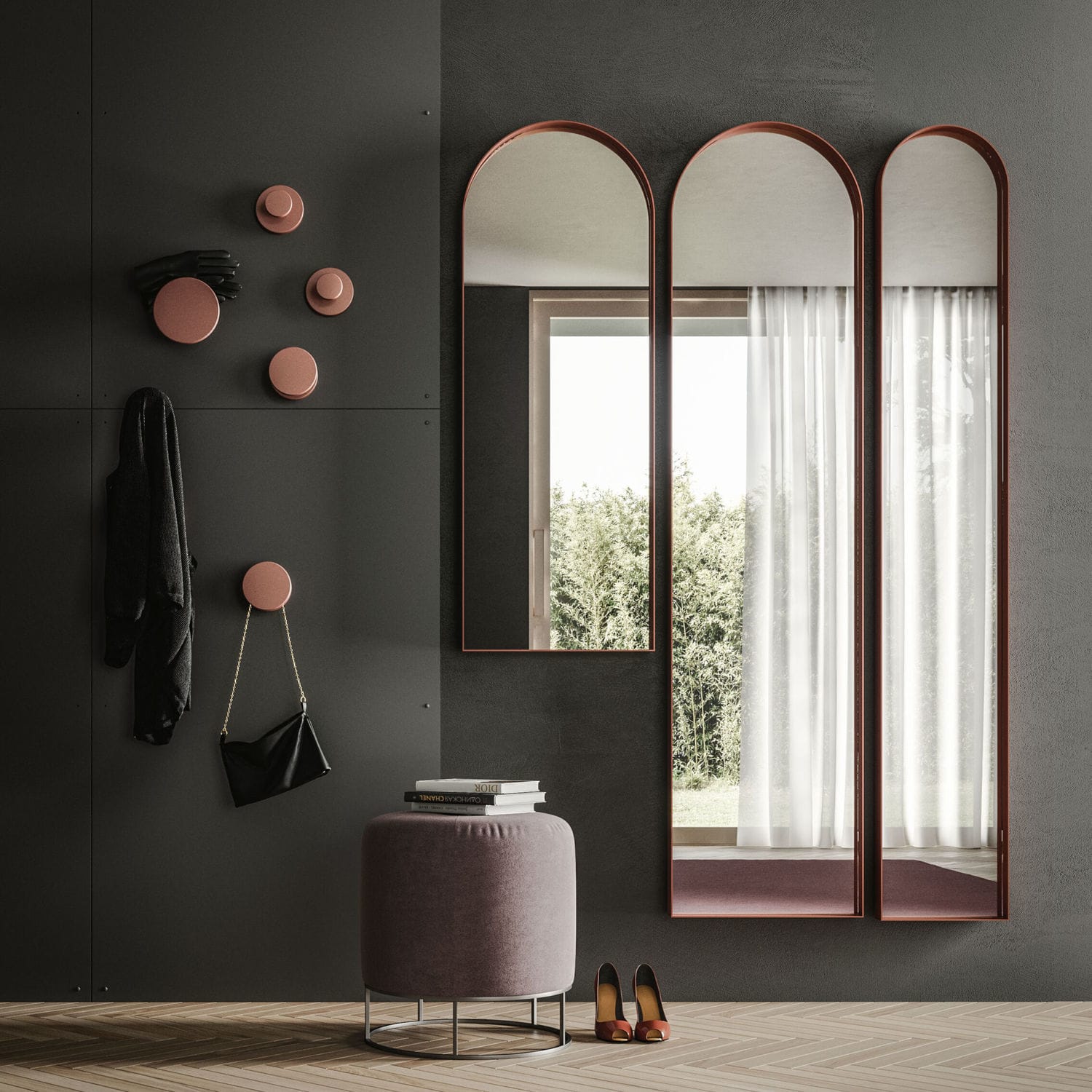 Wallmounted mirror ARK Ronda Design contemporary / painted metal