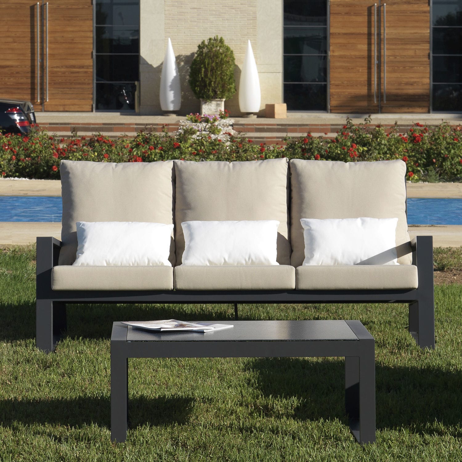 Garden sofa LAGOS ARKIMUEBLE patio / anthracite / fabric