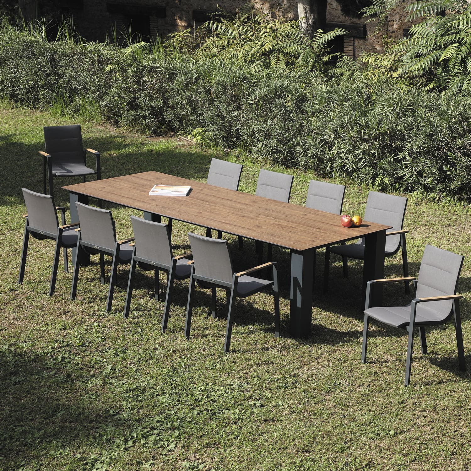 Contemporary dining table LAGOS ARKIMUEBLE teak / aluminum base