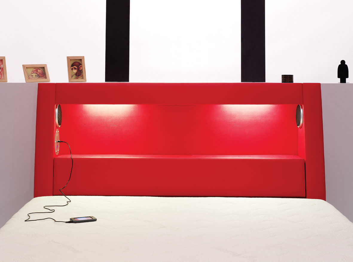 Double bed headboard ORFE ISBIR contemporary / leather / fabric