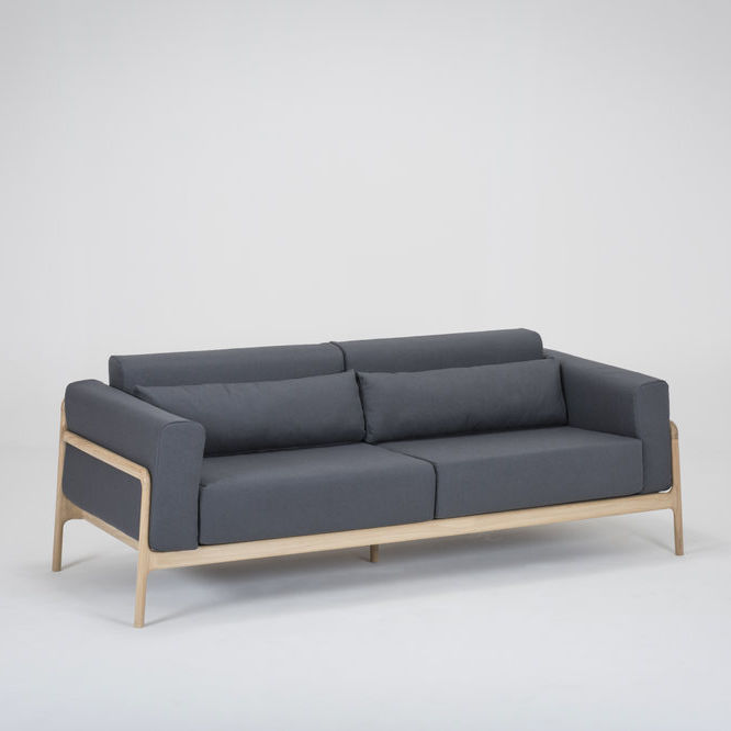 Contemporary Sofa Fawn Gazzda Fabric Leather Oak Contemporary Sofa Fawn Gazzda, Fawn Leather Sofa