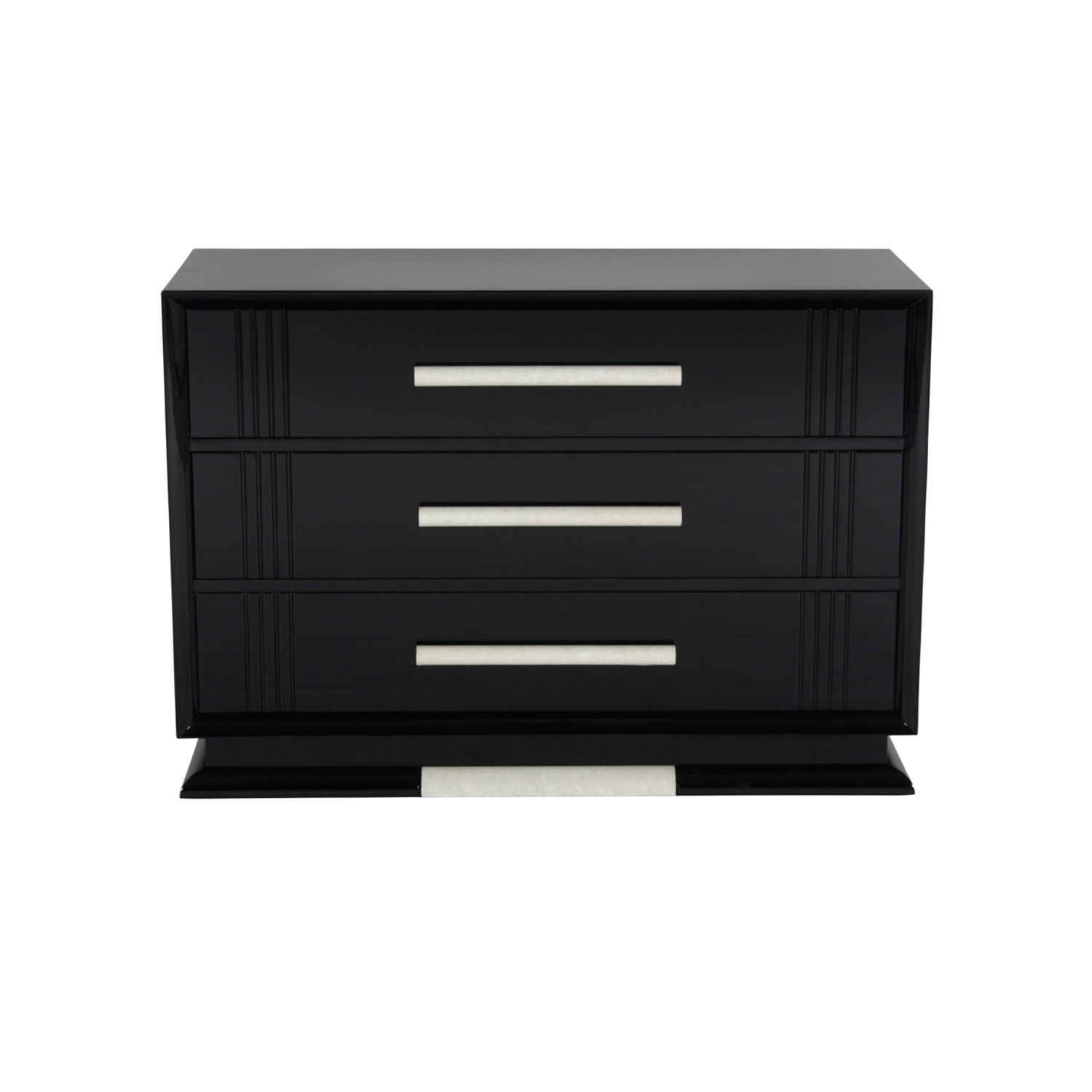 Art Deco Chest Of Drawers Wooden Glossy Lacquered Wood Black