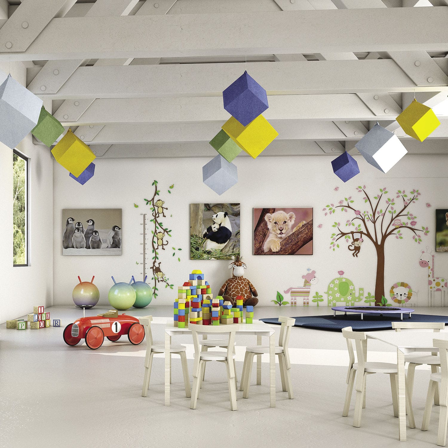 Fabric acoustic baffle LUGN CUBE myO foam / hanging / cubic