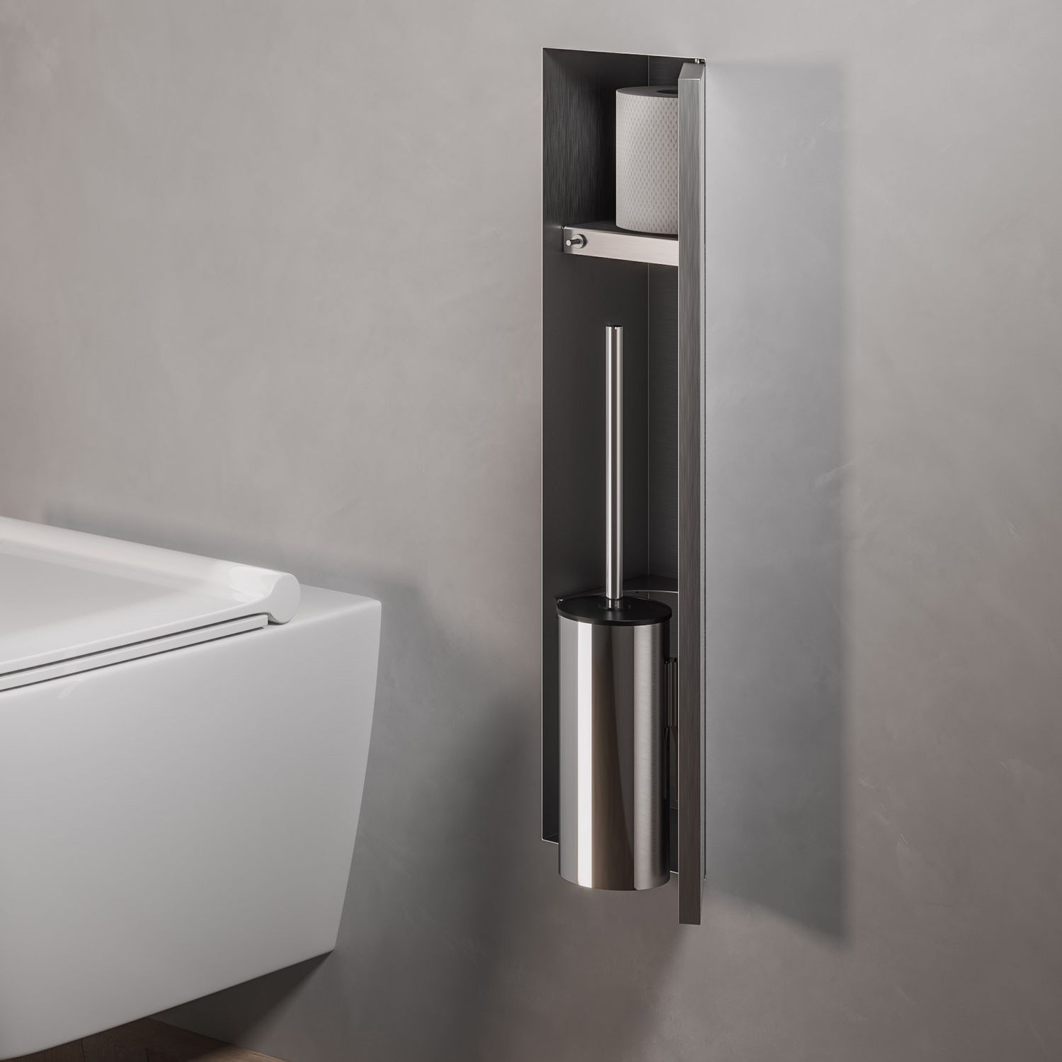 Stainless steel toilet brush holder TCL6 ESS Easy Drain builtin