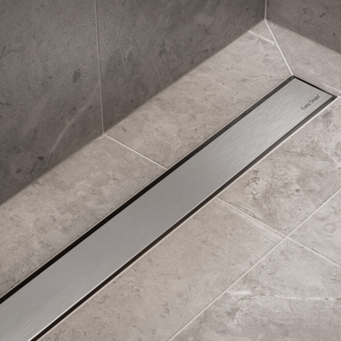 Brushed stainless steel linear shower drain - BD-50-Z-28 - ESS Easy ...