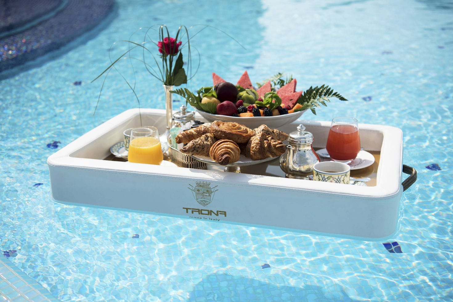 Leather serving tray - VASSOIO - Trona - synthetic leather / Plexiglas