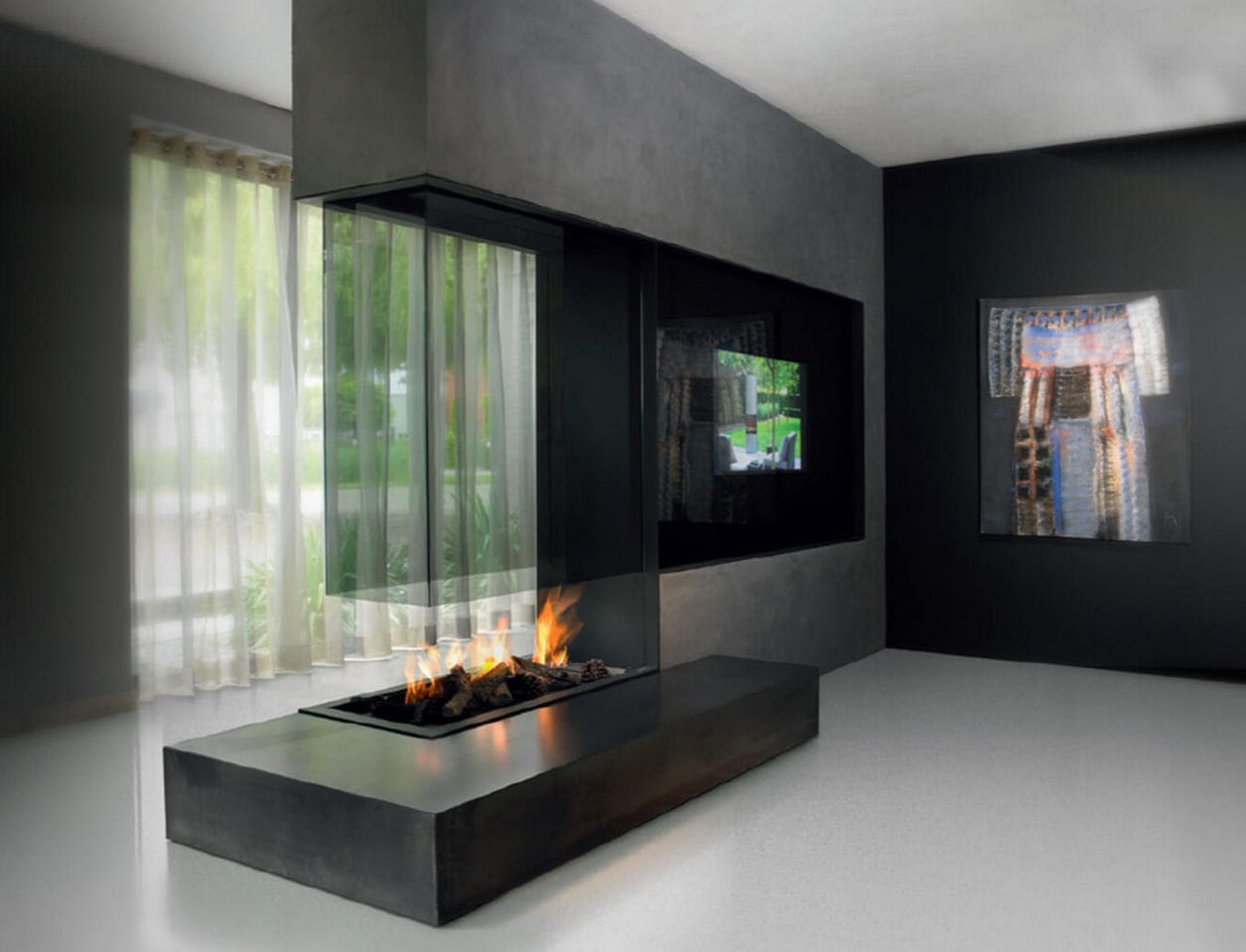 Gas Fireplace Contemporary Open Hearth 3 Sided 73 Modus