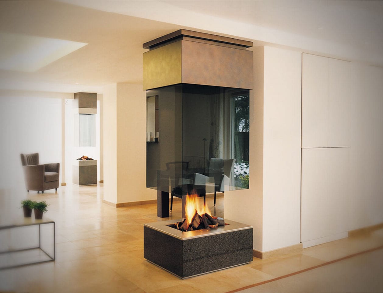 Gas Fireplace Contemporary Open Hearth 3 Sided 73 Modus