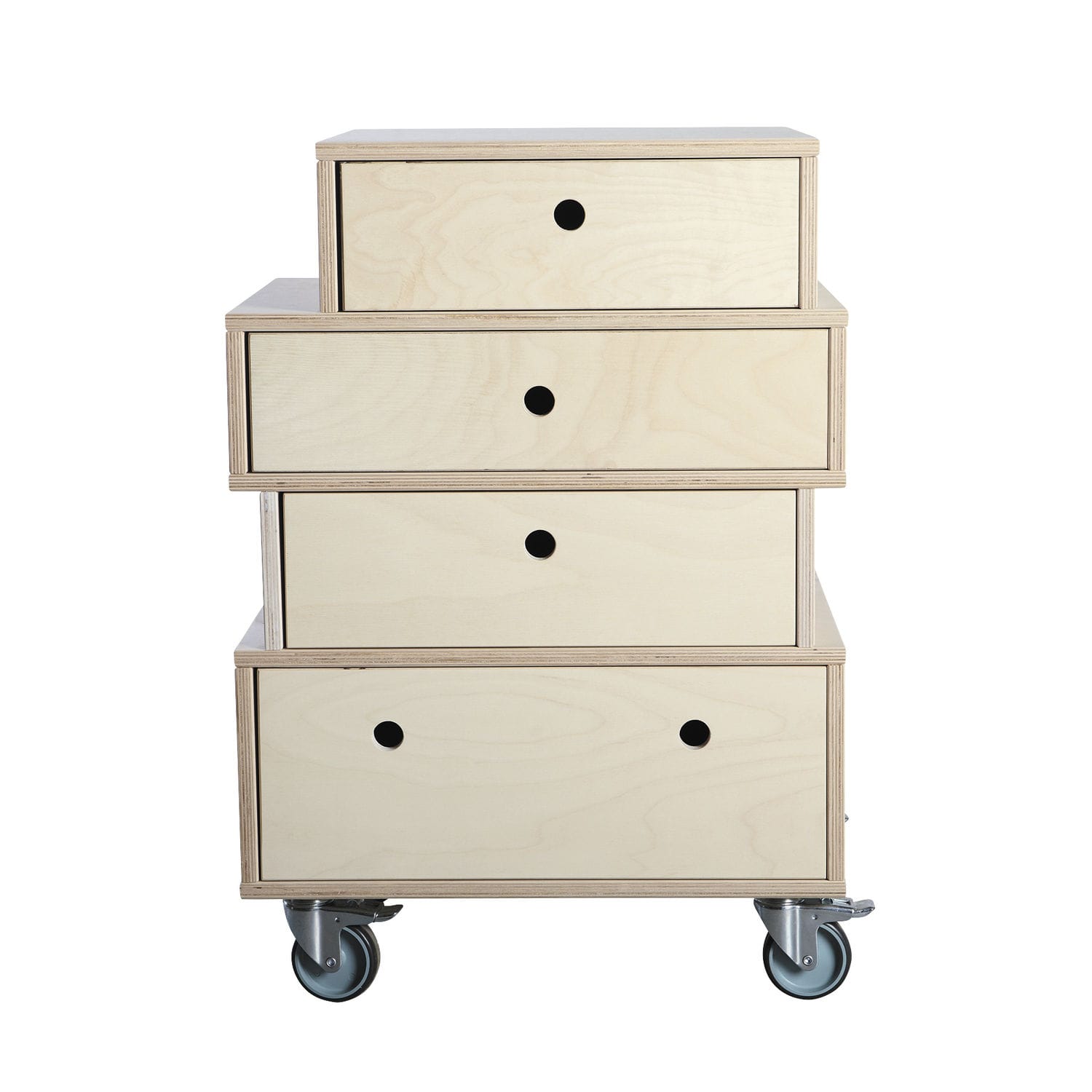 Contemporary Chest Of Drawers Wooden On Casters Brown