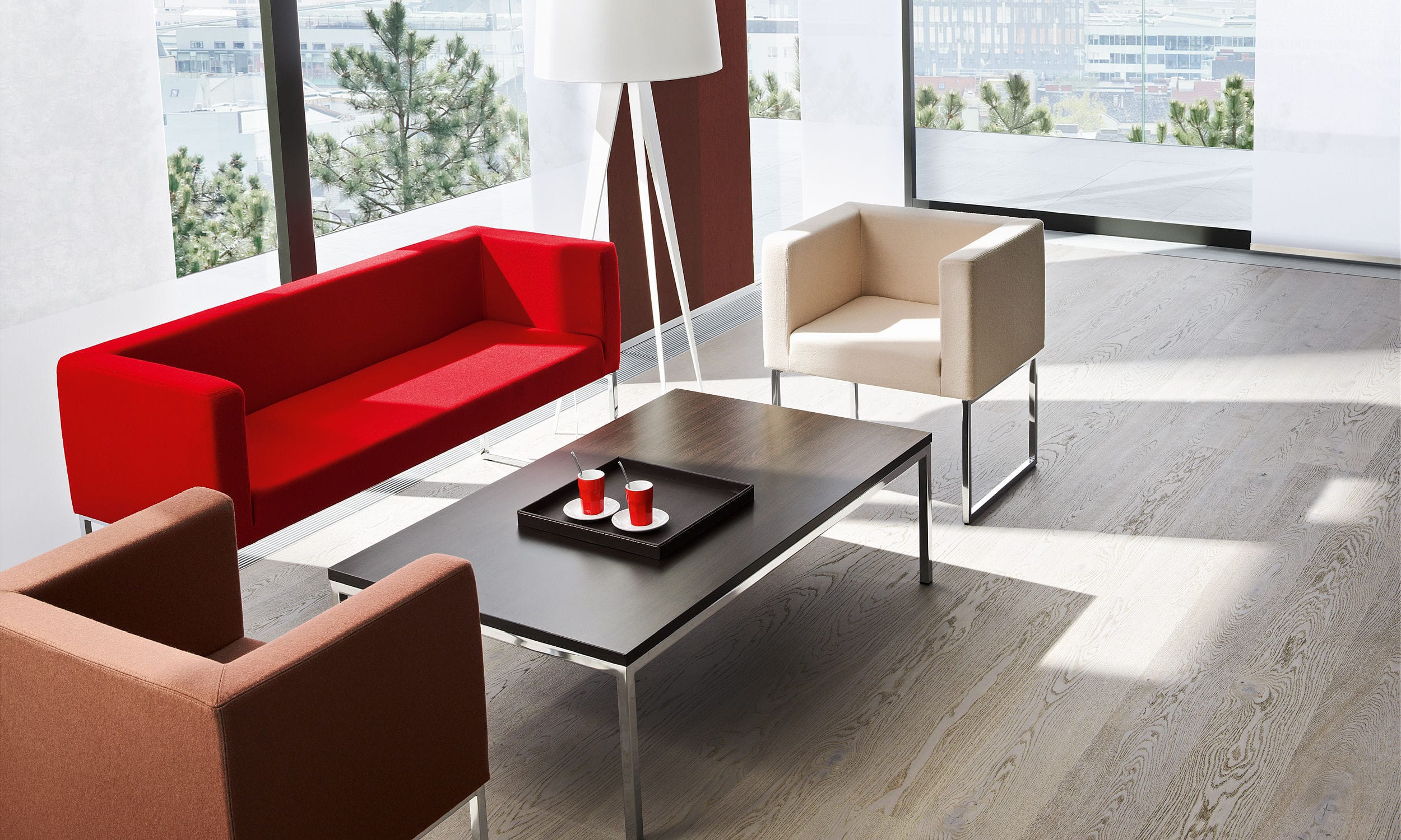 Contemporary Sofa Metal Leather Fabric Dallas Nowy Styl