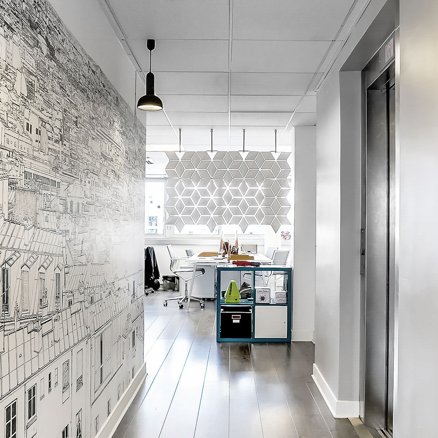 Desk mounted office divider - FACET - Bloomming - hanging / ceiling ...