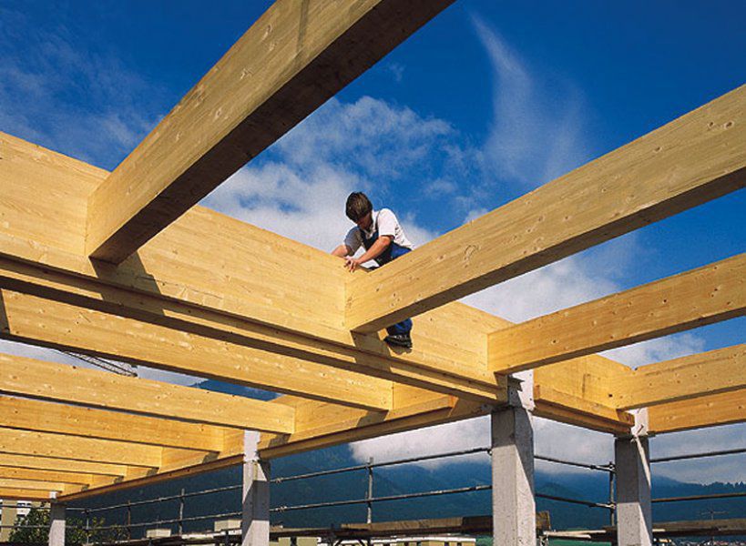 Gluelaminated wood beam / rectangular / for flooring / framing