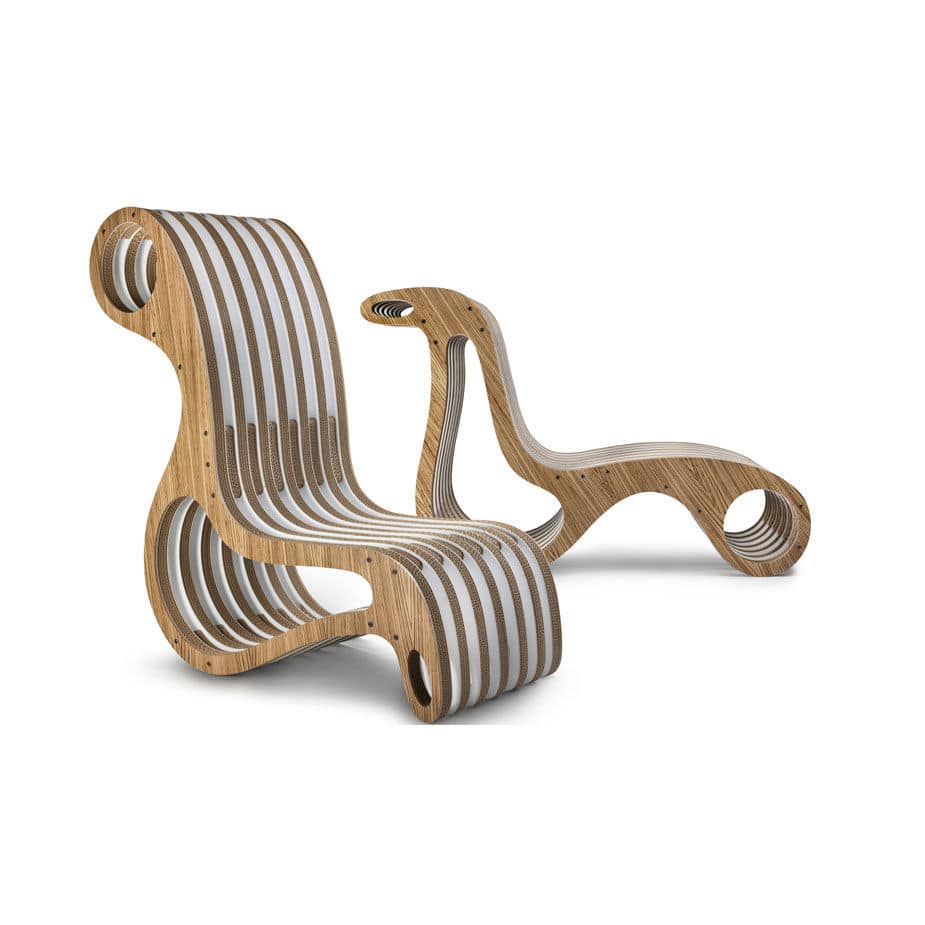 Original design sun lounger X2 Lessmore wooden / cardboard / wooden