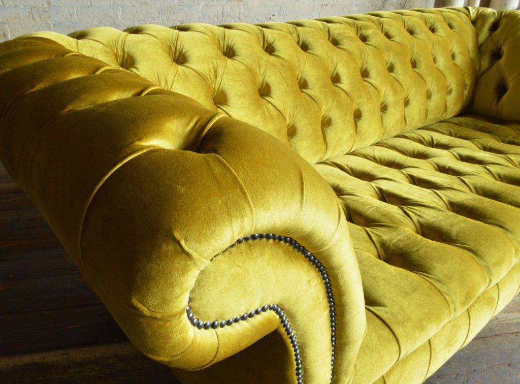 Yellow Velvet Chesterfield Sofa Baci Living Room