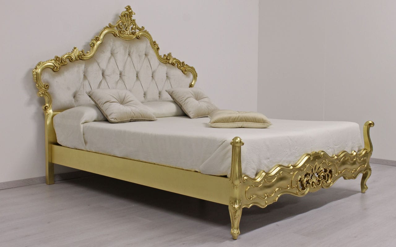 King size bed - LUANA CLASSIC - ORSITALIA - queen size / Louis XV style /  with upholstered headboard, image size:1280x800