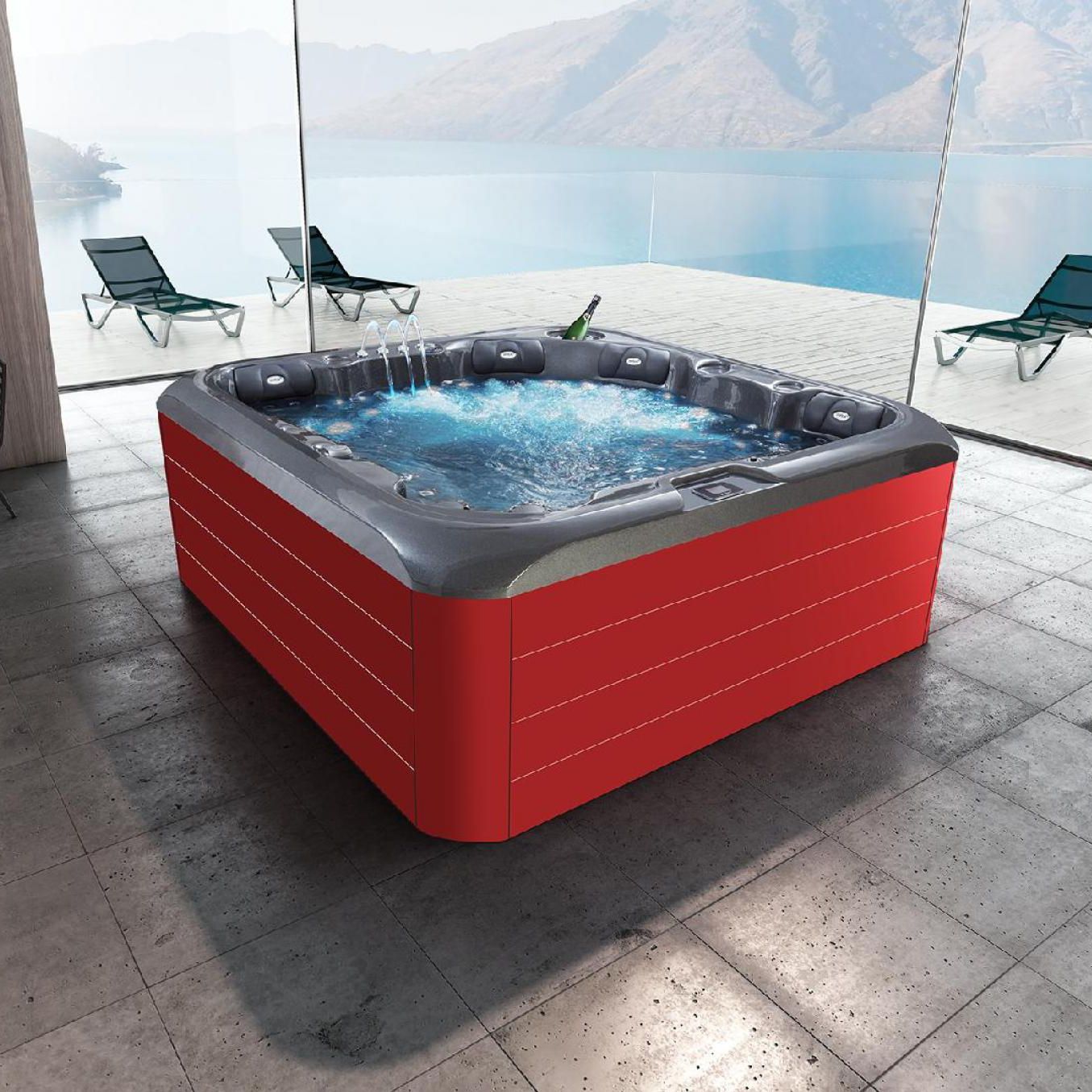 Aboveground hot tub ID 620 AWD square / 6person / outdoor