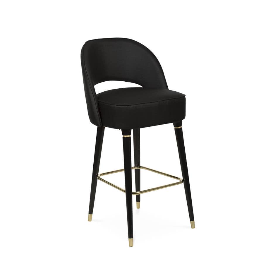 Contemporary bar chair - COLLINS - Essential Home - velvet / brass base ...